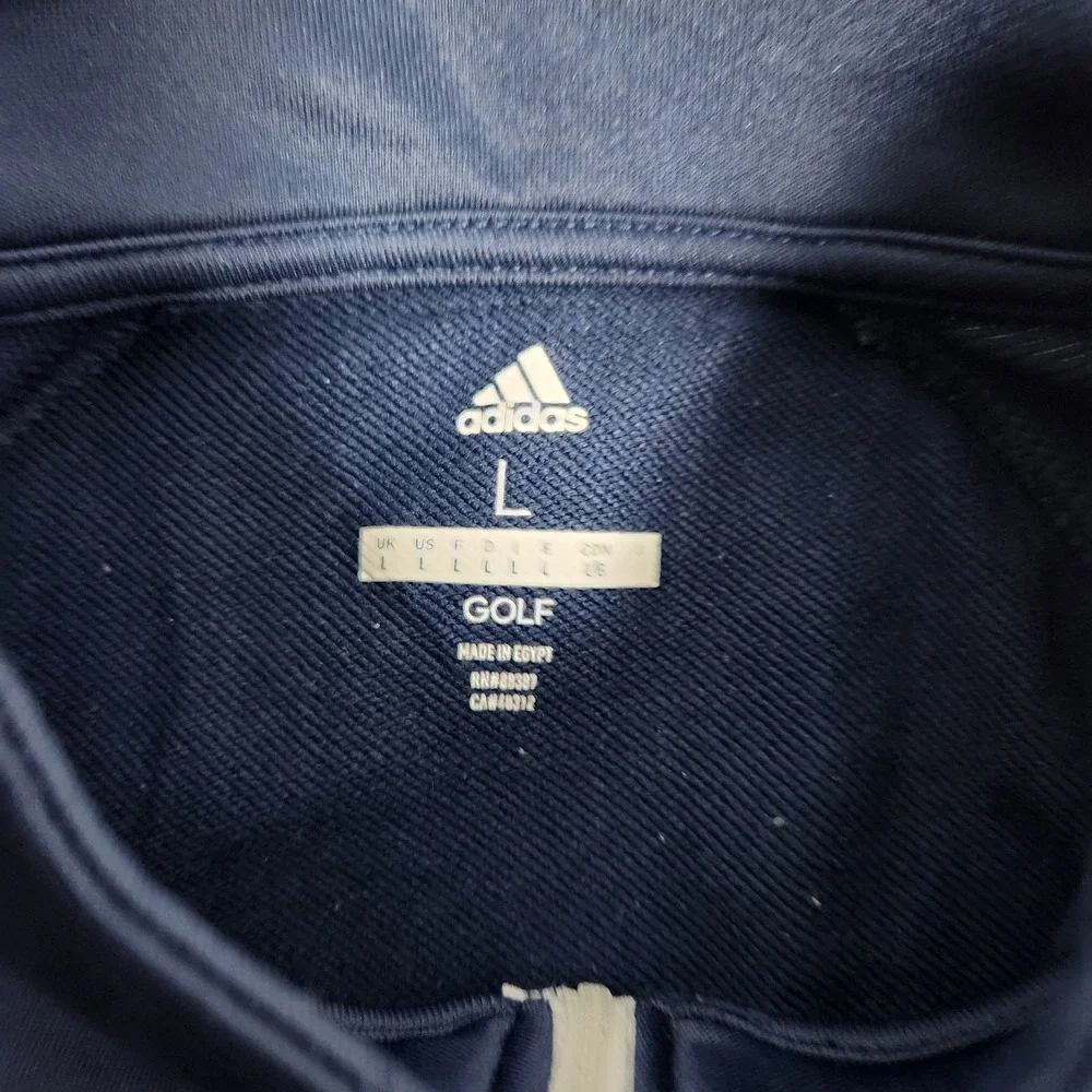 adidas Golf Quarter‎ Zip Sweatshirt Men XL Blue White Stripe Performance Active